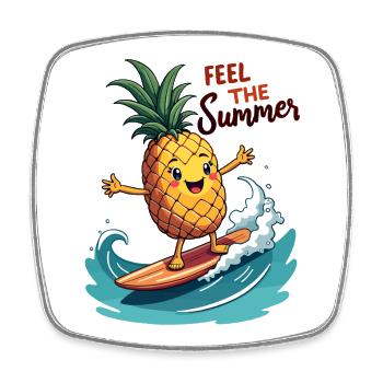 Ananas Surfer Surf Feel L’été - Magnet carré - blanc - Devant