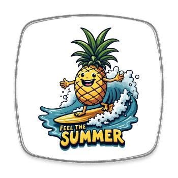 Ananas Surfer Surf Feel L’été - Magnet carré - blanc - Devant