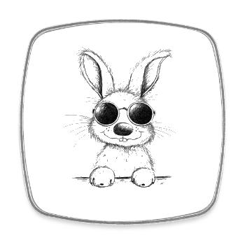 Hase Mit Brille I Cooler Osterhase - Viereckiger Kühlschrankmagnet - Weiß - Vorne