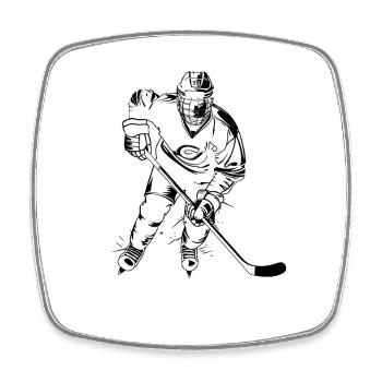 Eishockeyspieler Skizze - Viereckiger Kühlschrankmagnet - Weiß - Vorne