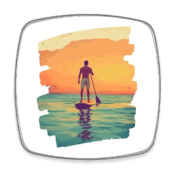 Stand-up-paddle SUP - Viereckiger Kühlschrankmagnet - Weiß - Vorne