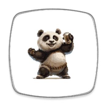 Panda Bier Lustig - Viereckiger Kühlschrankmagnet - Weiß - Vorne