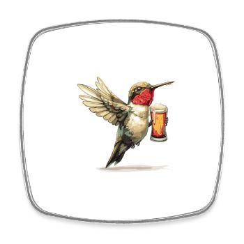 Hummingbird Bird Beer Funny - Square fridge magnet - white - Front