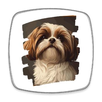 Shih Tzu - Viereckiger Kühlschrankmagnet - Weiß - Vorne