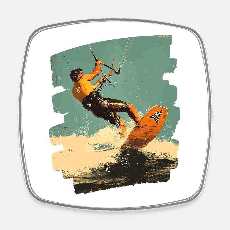 Kitesurfer - Viereckiger Kühlschrankmagnet - Weiß