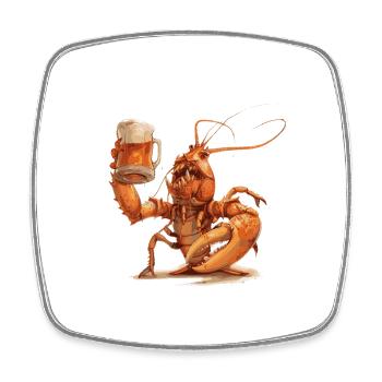 Lobster Crab Beer Funny - Square fridge magnet - white - Front