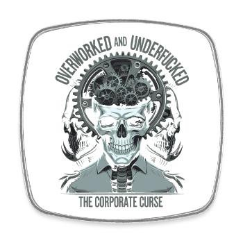 Überlastet und erschöpft - Corporate Curse Skull Art - Viereckiger Kühlschrankmagnet - Weiß - Vorne