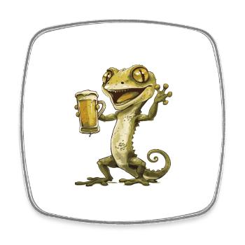 Lizard Beer Funny - Square fridge magnet - white - Front