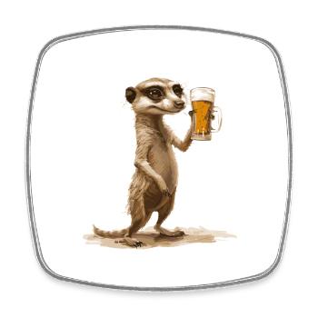 Meerkat Beer Funny - Square fridge magnet - white - Front