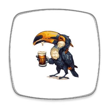 Toucan Bird Beer Funny - Square fridge magnet - white - Front
