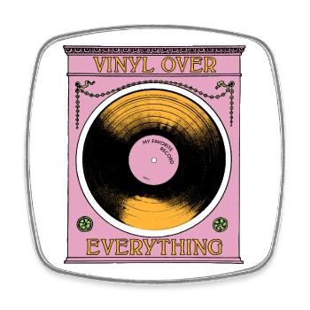 Vinyl Before Everything - Viereckiger Kühlschrankmagnet - Weiß - Vorne