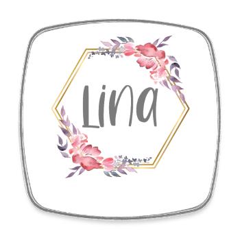 Lina Girl Name Personalized Gift - Square fridge magnet - white - Front
