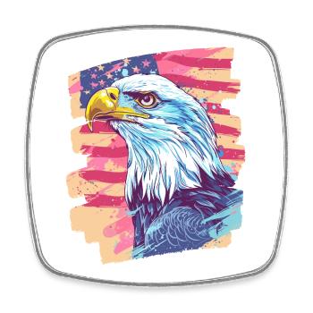 American flag with eagle - Square fridge magnet - white - Front