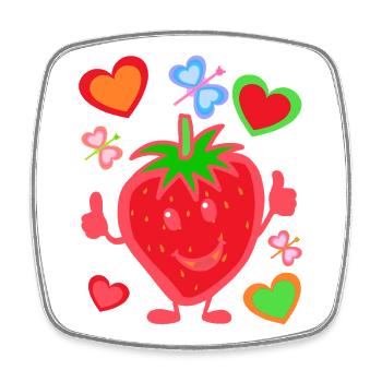 Erdbeere Erdbeer Kinder Kind Sommerzeit - Viereckiger Kühlschrankmagnet - Weiß - Vorne