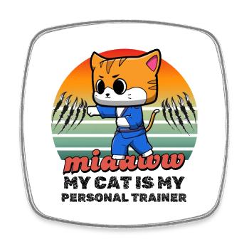 Kawaii Martial Arts Katze Illustration - Viereckiger Kühlschrankmagnet - Weiß - Vorne