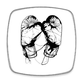 Boxhandschuhe Zeichnung - Viereckiger Kühlschrankmagnet - Weiß - Vorne
