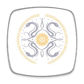 Snake wheel with sun and moon - Square fridge magnet - white - Front