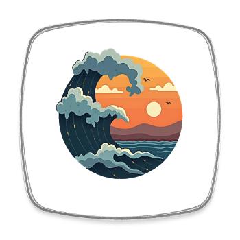 Waves in the sunset illustration - Square fridge magnet - white - Front