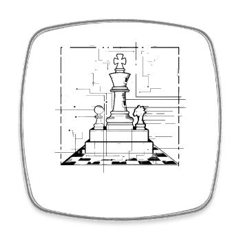 Schachfiguren Grafik - Viereckiger Kühlschrankmagnet - Weiß - Vorne