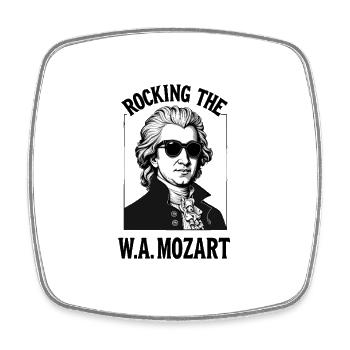 Rocking Mozart Klassische Musik Klassik Komponist - Viereckiger Kühlschrankmagnet - Weiß - Vorne