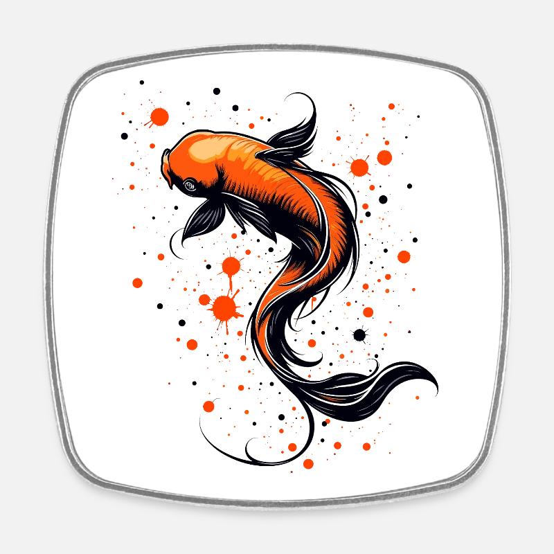 Koi Fisch Harmonie - Viereckiger Kühlschrankmagnet - Weiß
