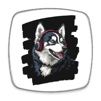 Husky - Viereckiger Kühlschrankmagnet - Weiß - Vorne