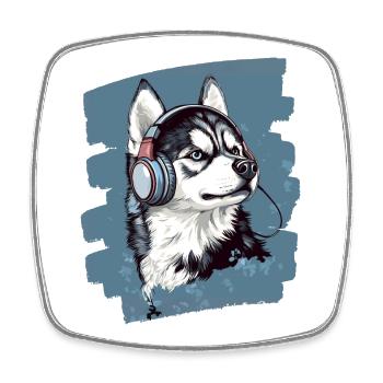 Husky - Viereckiger Kühlschrankmagnet - Weiß - Vorne