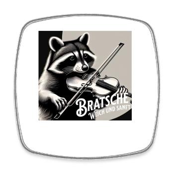Bratsche Weich Und Sanft Waschbär Bratschist - Viereckiger Kühlschrankmagnet - Weiß - Vorne