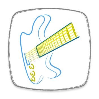 Blaues Gitarren Design - Viereckiger Kühlschrankmagnet - Weiß - Vorne