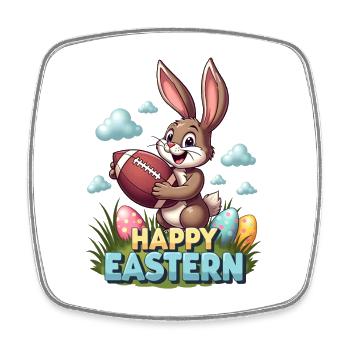 American Football Happy Eastern Easter Bunny Sports - Square fridge magnet - white - Front