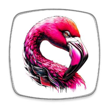 Flamingo - Square fridge magnet - white - Front