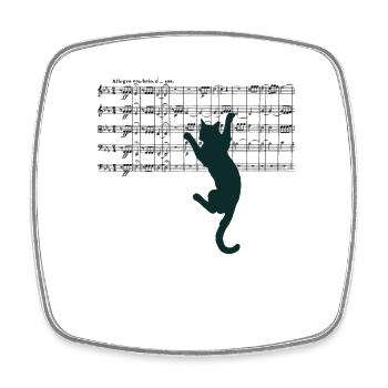 Beethoven Symphony No. 5 Sheet Music with Cat Motif - Square fridge magnet - white - Front