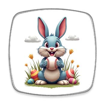 Baseball Happy Eastern Easter Bunny Sport - Square fridge magnet - white - Front