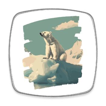 Eisbär - Viereckiger Kühlschrankmagnet - Weiß - Vorne