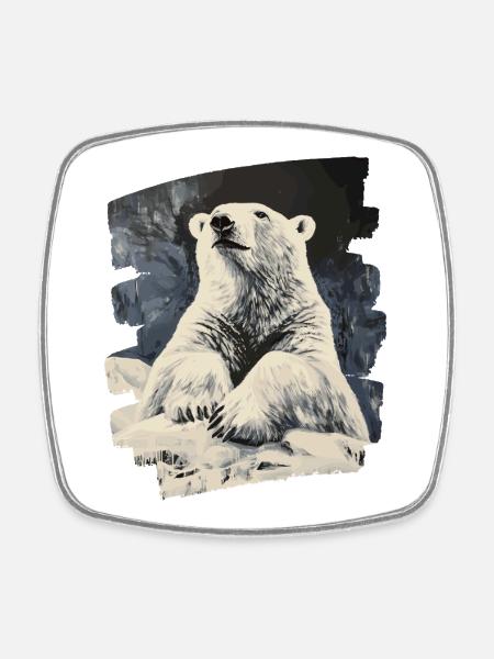Eisbär - Viereckiger Kühlschrankmagnet - Weiß