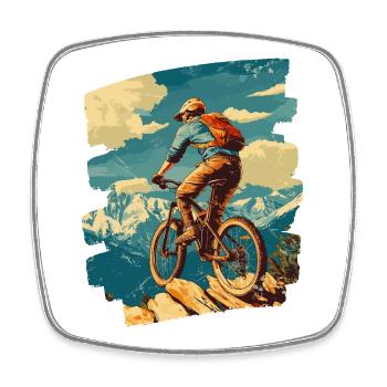 Mountain bikers MTB Mountains Cycling - Square fridge magnet - white - Front
