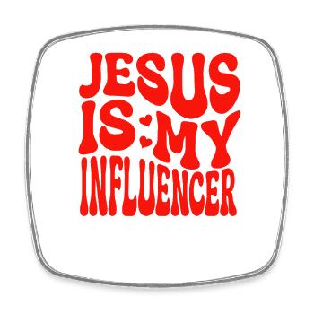 Jesus Ist mein Influencer - Christlicher Glaube - Viereckiger Kühlschrankmagnet - Weiß - Vorne