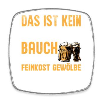 Feinkostgewölbe – Lustiges Shirt für Bauchliebhabe - Viereckiger Kühlschrankmagnet - Weiß - Vorne