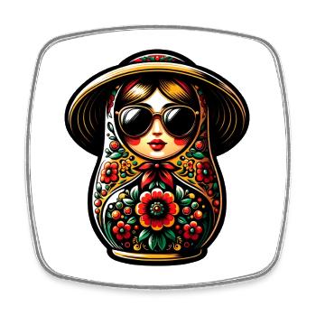 Russian Girl! Matryoshka Russian for Russians - Square fridge magnet - white - Front