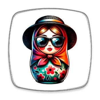 Russian Girl! Matryoshka Russian for Russians - Square fridge magnet - white - Front