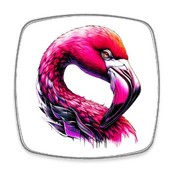 Flamingo - Square fridge magnet - white - Front