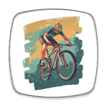 Mountain bikers Downhill Mountains Cycling - Square fridge magnet - white - Front