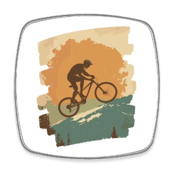 Mountain bikers Downhill Mountains Cycling - Square fridge magnet - white - Front