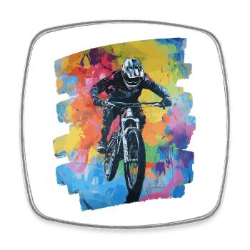 Mountain bikers Downhill Mountains Cycling - Square fridge magnet - white - Front