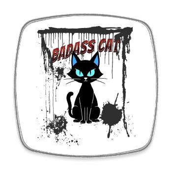 Badass Cat - Square fridge magnet - white - Front