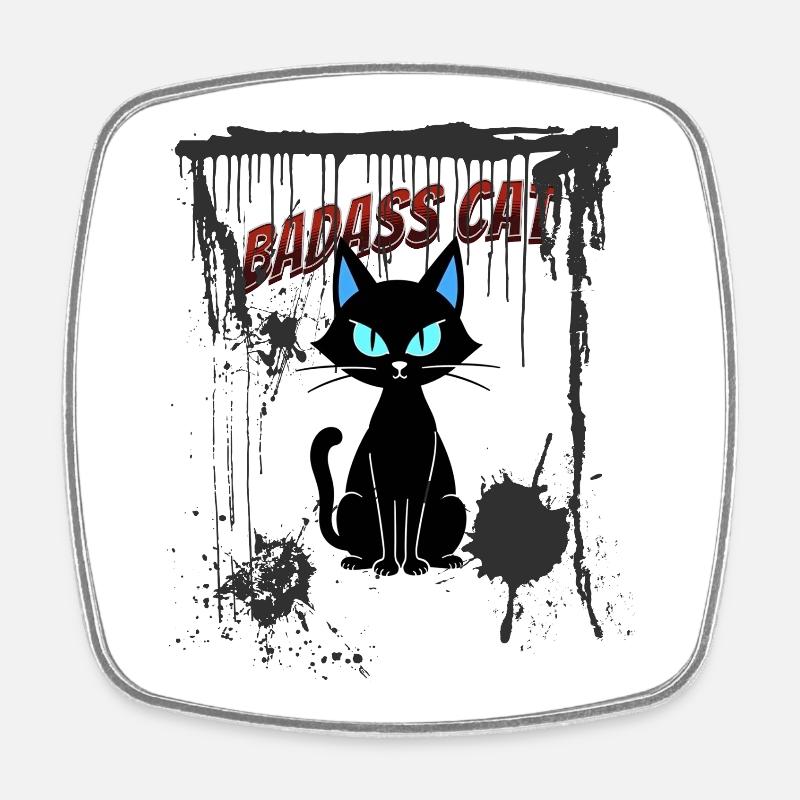 Badass Cat - Square fridge magnet - white