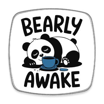 Schläfriger Panda Früh Wach Kaffee Humor - Viereckiger Kühlschrankmagnet - Weiß - Vorne