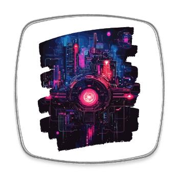 Cyberpunk Cyborg - Square fridge magnet - white - Front