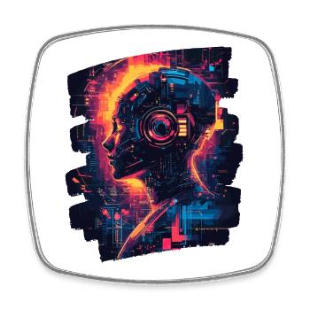 Cyberpunk Cyborg - Square fridge magnet - white - Front