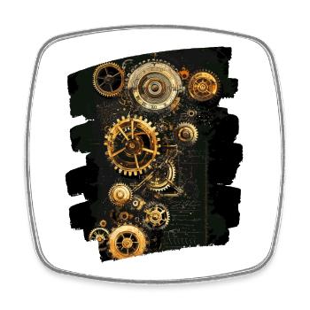 Steampunk Clockwork - Square fridge magnet - white - Front